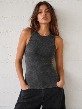 LA Made Tank Top Grey Acid Wash Size Small NWT